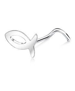 Hollow Fish Curved Nose Stud Silver NSKB-131